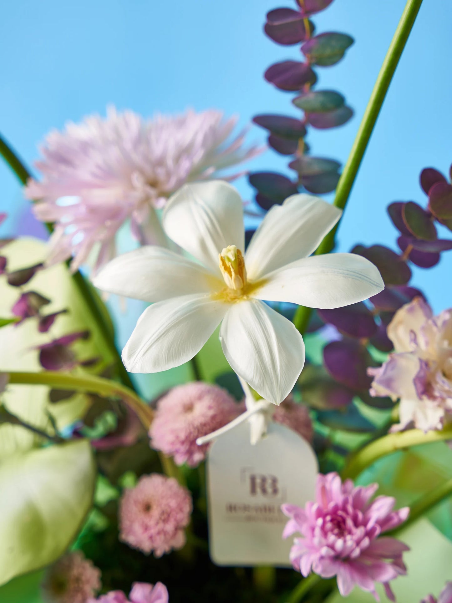 Tulip Bliss Vase Arrangement with soft peach blooms and lush greenery in a clear vase with pebble accents, available at a flower shop near me with delivery to Dubai and Sharjah.